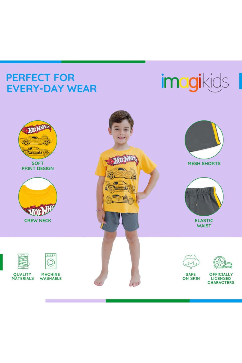 Boys' Athletic 2-Piece T-Shirt and Shorts Set, Alternate, color, Hot Wheels Yellow