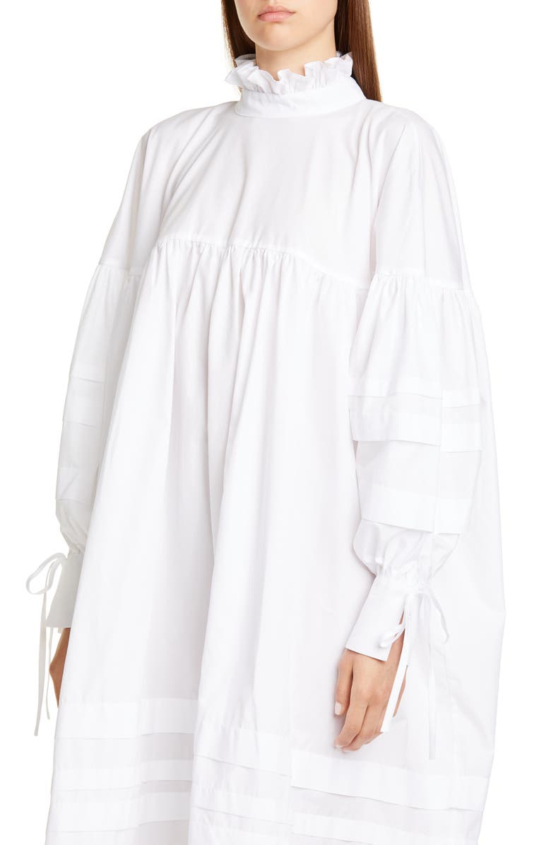 Cecilie Bahnsen Beate Pleated Long Sleeve Midi Dress, Alternate, color, 