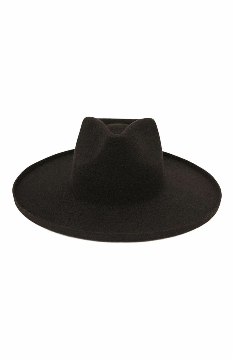 Two Roads Hat Co. Five Points Wide Brim Fedora Hat, Alternate, color, Black