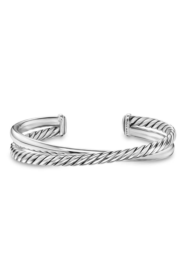 Crossover Two Row Cuff Bracelet in Sterling Silver, 10.7mm, Alternate, color, SILVER
