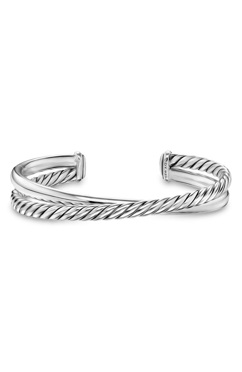 David Yurman Crossover Two Row Cuff Bracelet in Sterling Silver, 10.7mm, Alternate, color, Silver