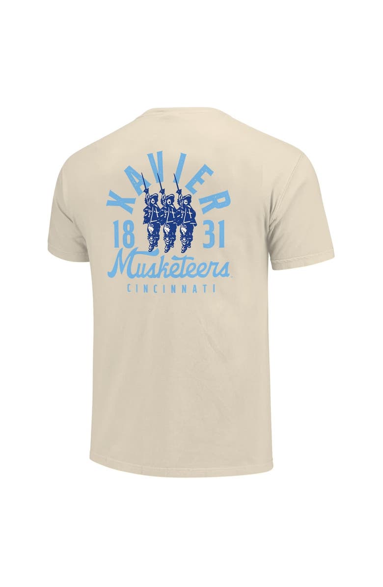 IMAGE ONE Men
s Cream Xavier Musketeers Comfort Colors Mascot Overlay T-Shirt, Alternate, color, Cream