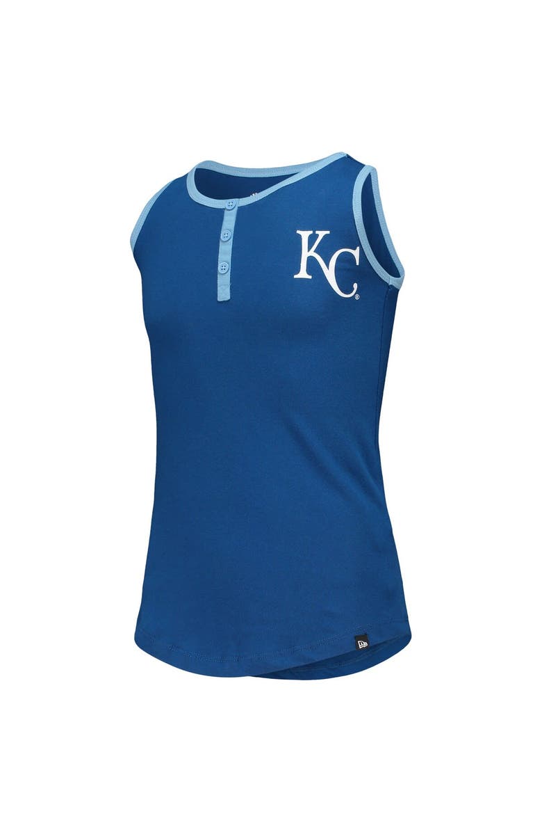 New Era Girls Youth New Era Royal Kansas City Royals Henley Tank Top, Alternate, color, Royal