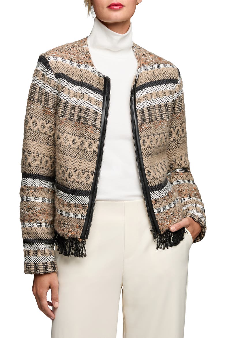 Woven Zip Jacket, Main, color, NEUTRAL MULTI
