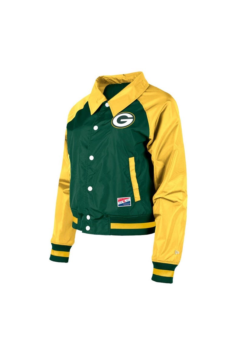 Women's New Era Green Green Bay Packers Coaches Raglan Full-Snap Jacket, Alternate, color, Green
