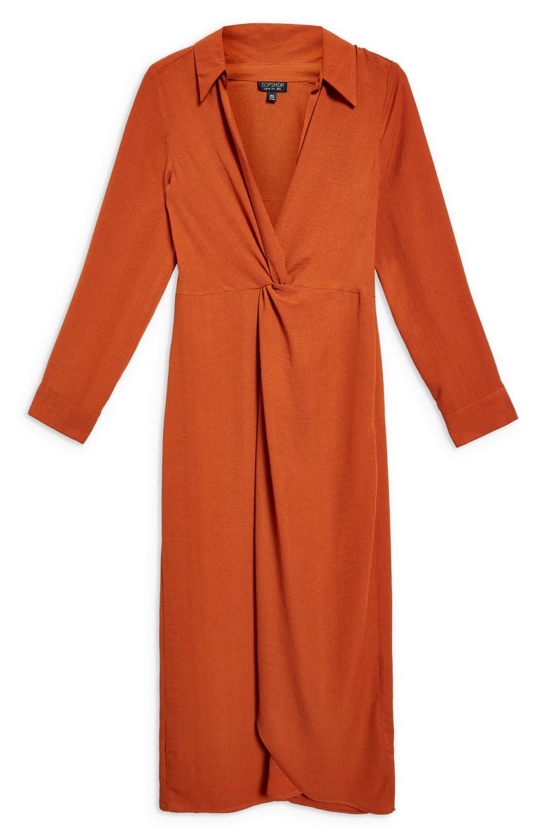 Topshop Twist Front Midi Dress, Alternate, color, 