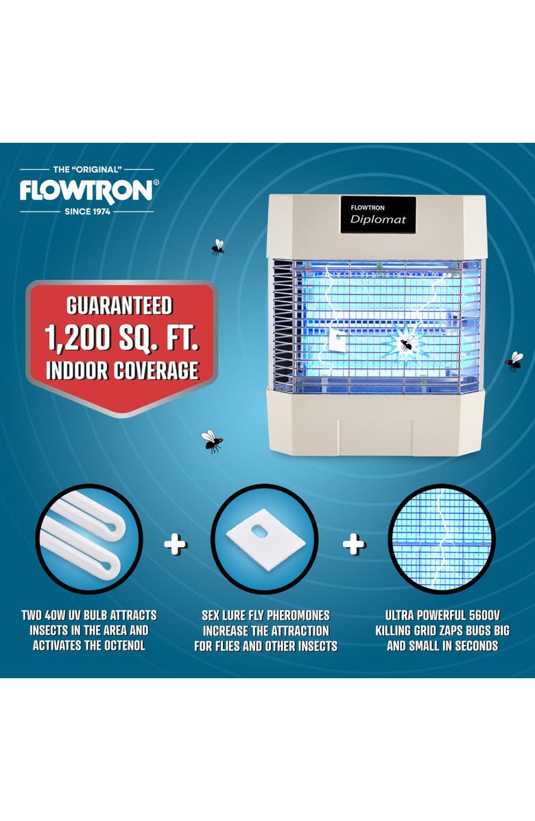 Flowtron Diplomat Indoor Bug Zapper, 1200 Sq Ft Electric Fly & Insect Killer W/80W UV Light & More, Alternate, color, 