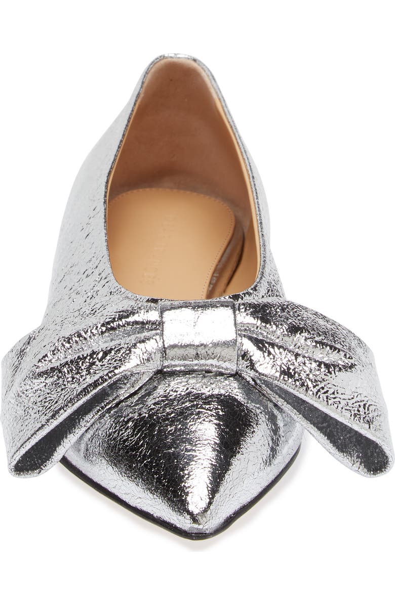 Dear Frances Bow Pointed Toe Flat, Alternate, color, Silver