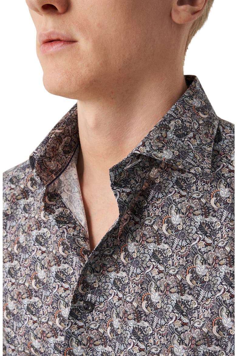 Contemporary Fit Floral Paisley Shirt, Alternate, color, BLACK