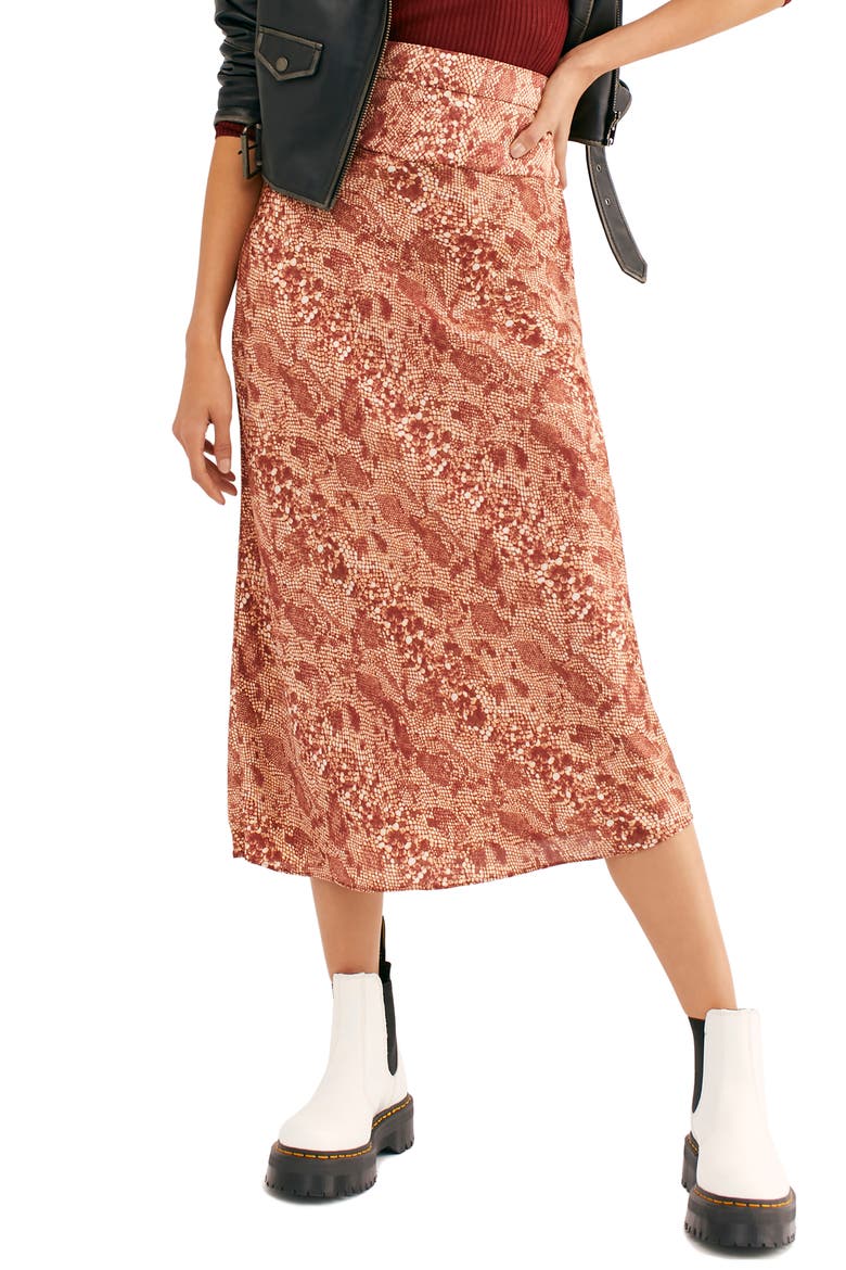 Normani Leopard Print Bias Cut Midi Skirt, Main, color, DESERT PEACH COMBO