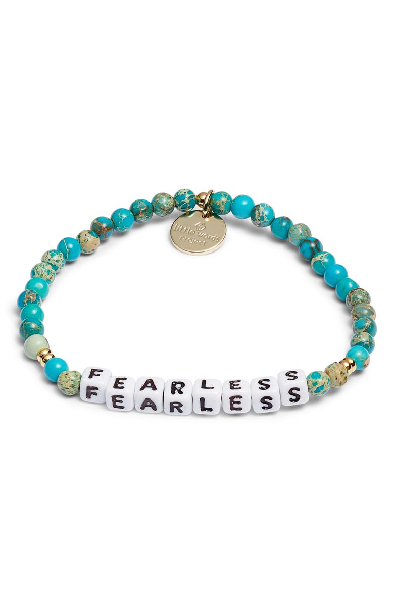 Little Words Project Fearless Beaded Stretch Bracelet, Main, color, 