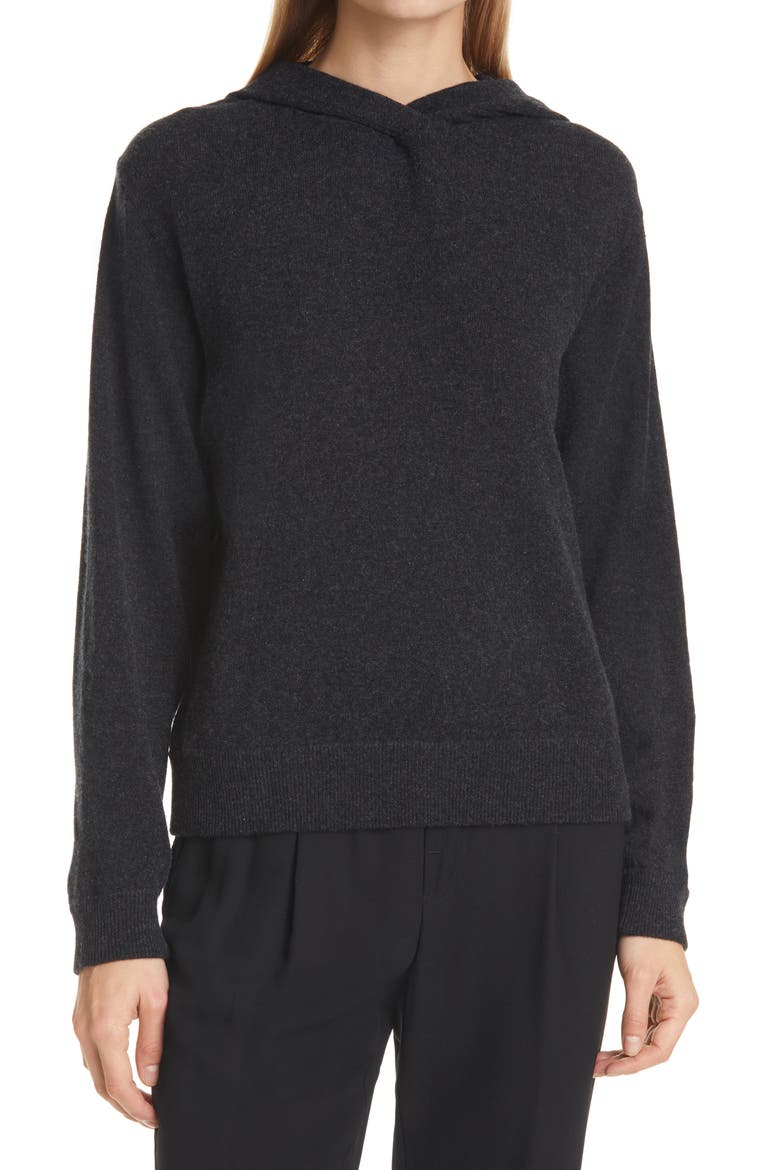Overlap Wool & Cashmere Hooded Sweater, Main, color, H CHARCOAL