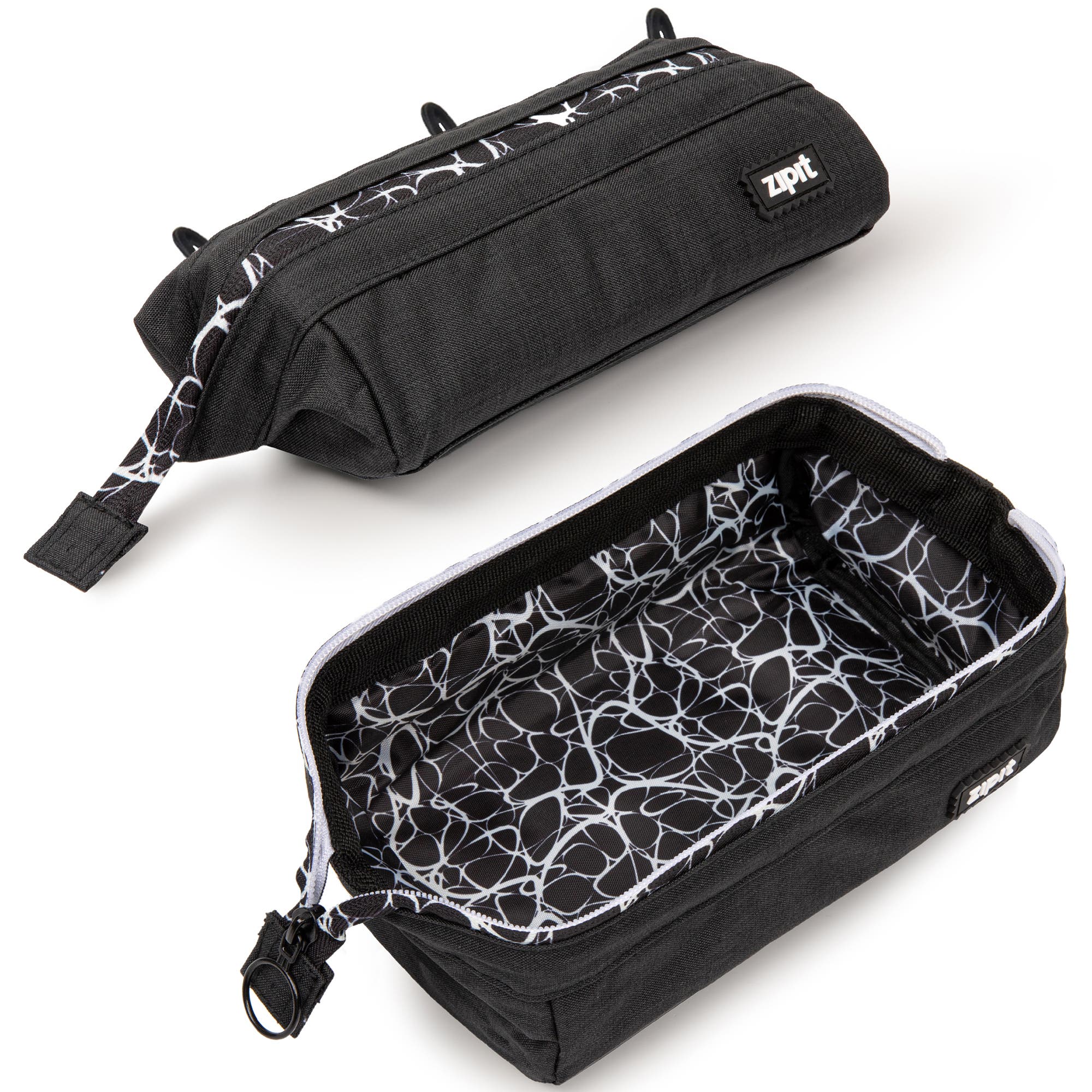 ZIPIT Lenny Pencil Case, Black & White, Large Storage Capacity Zipper Pouch, Alternate, color, Black