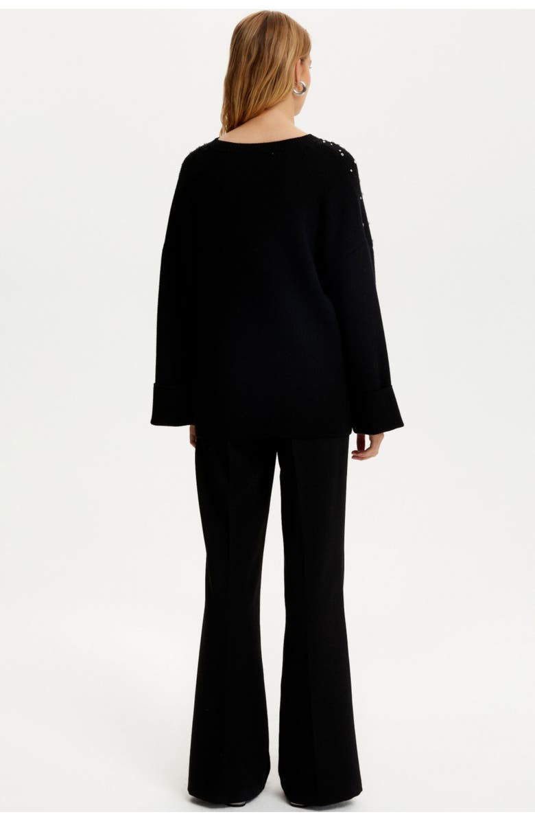 Nocturne Crystal Stone Detailed Knit Sweater, Alternate, color,