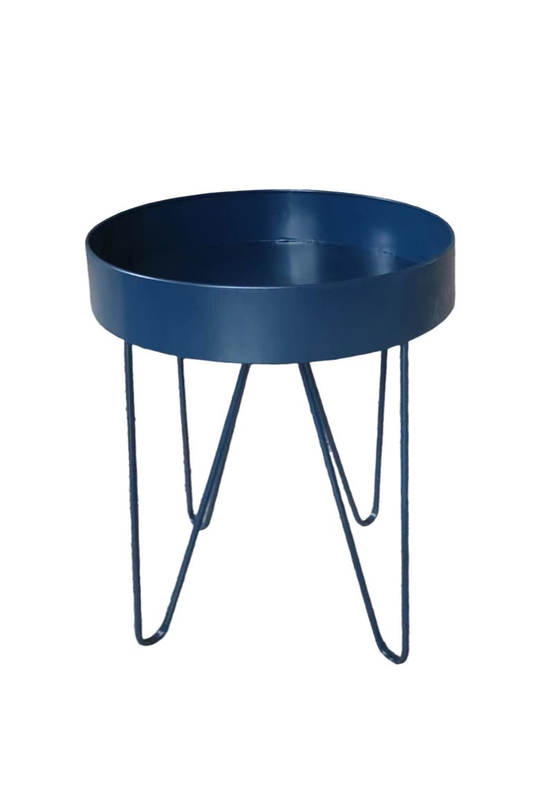 Round Plant Stand with Hair Pin Legs, Main, color, Blue