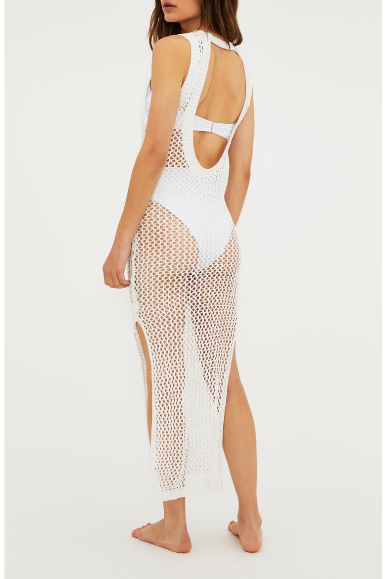 Holly Sheer Open Knit Cover-Up Dress, Alternate, color, WHITE
