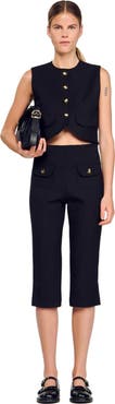 SANDRO Decorative buttoned crop top