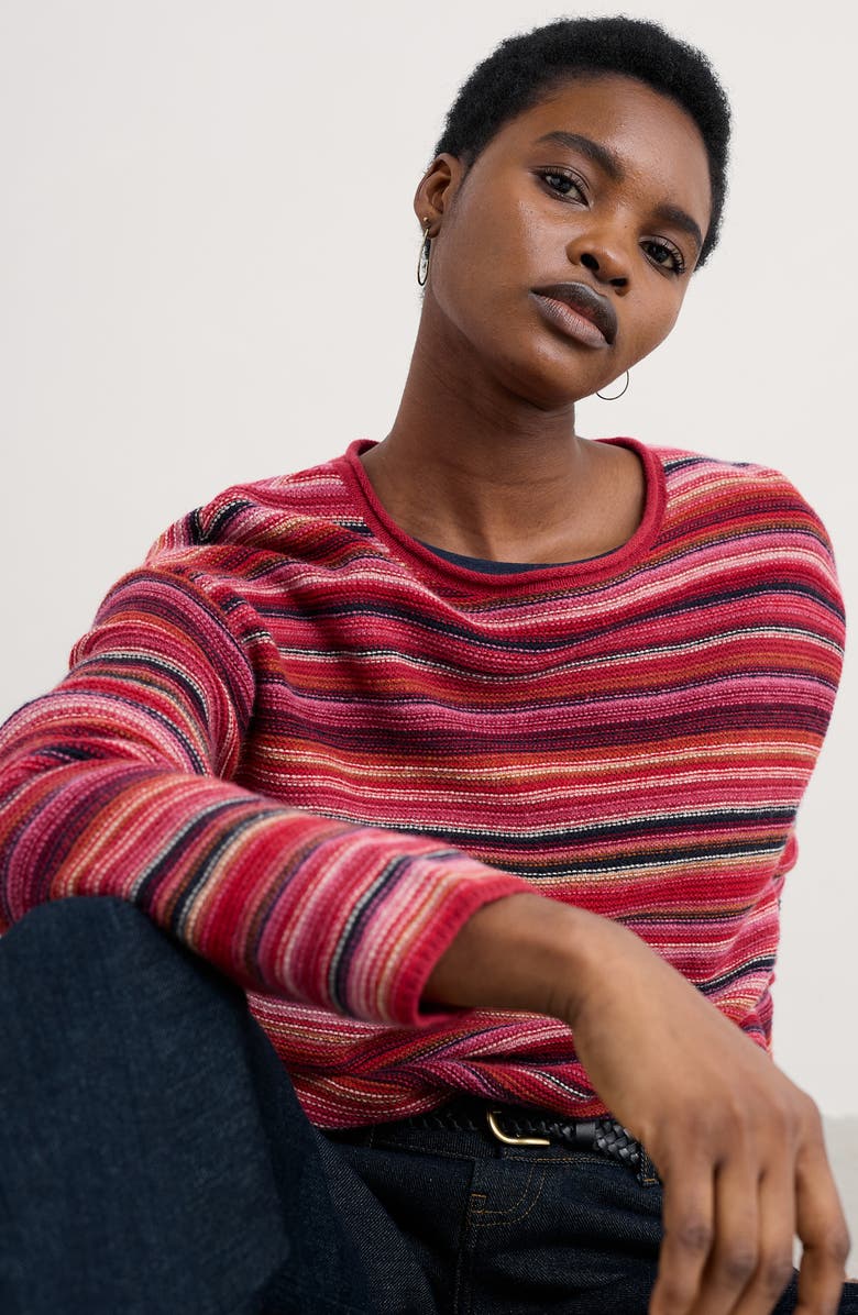 Seasalt Cornwall Fruity II Stripe Merino Wool Blend Sweater, Alternate, color, Knit Ripple Marks Clove Multi