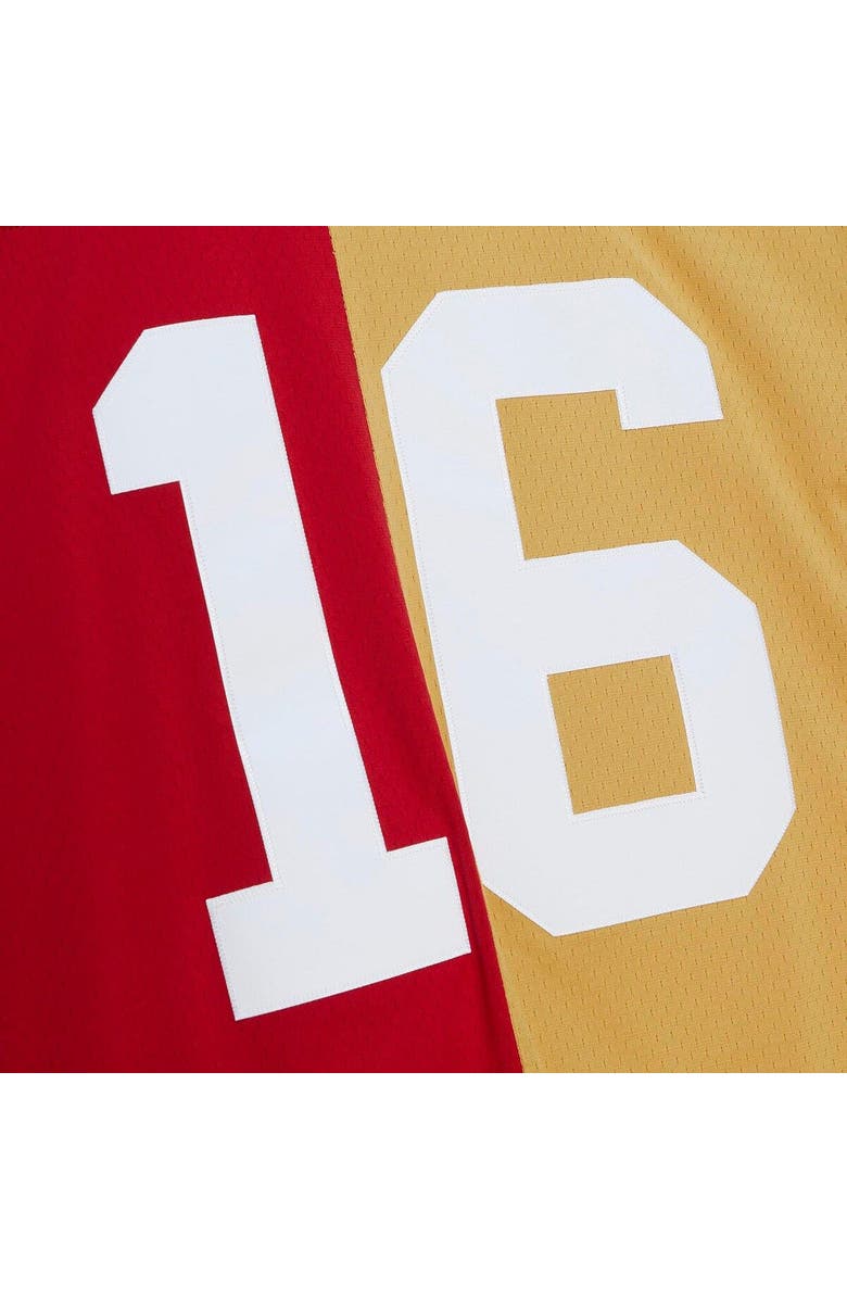 Mitchell & Ness Men's Mitchell & Ness Joe Montana Scarlet/Gold San Francisco 49ers 1990 Split Legacy Replica Jersey, Alternate, color, Scarlet