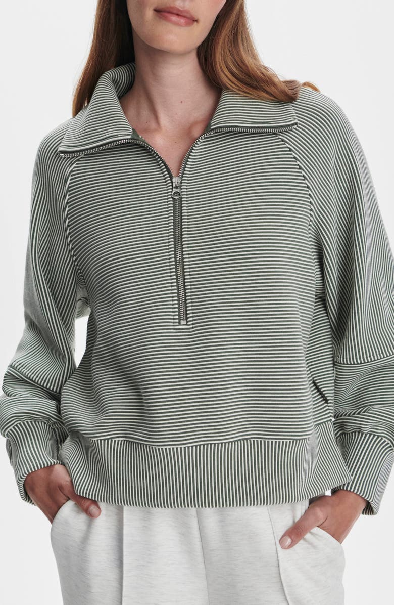Varley Milano Half-Zip Sweatshirt, Main, color, Thyme / Egret