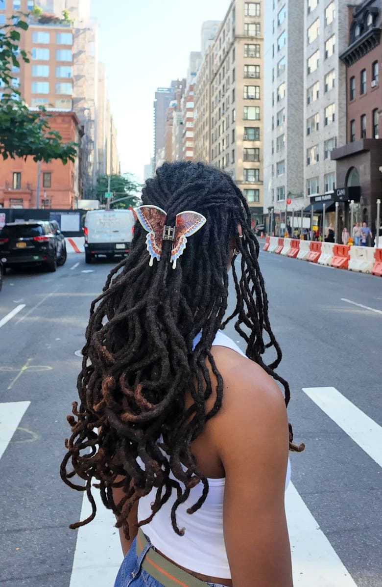 Solar Eclipse Swallowtail Butterfly Claw Clip, Alternate, color, Brown