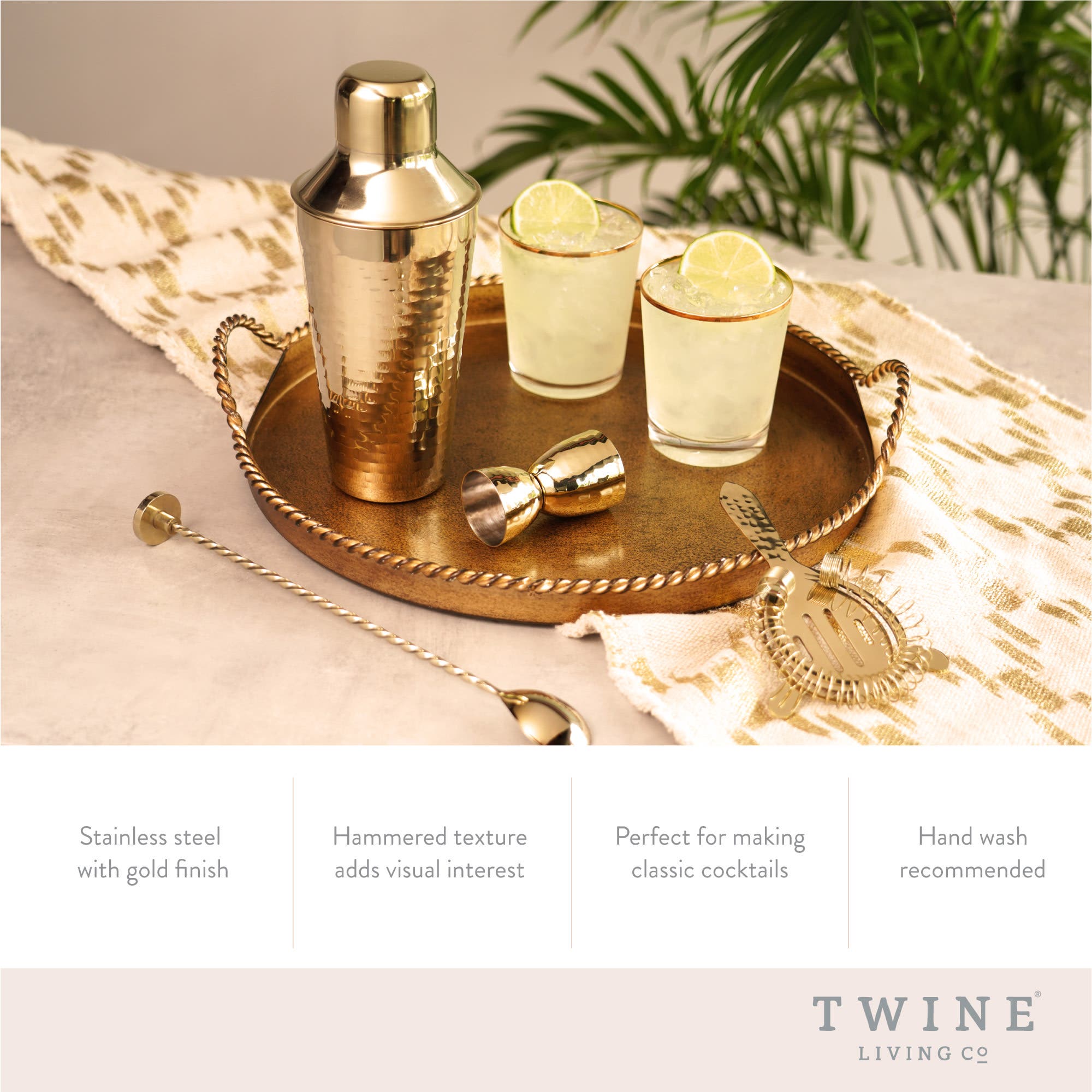 Hammered 4-Piece Barware Set - Thumbnail 3
