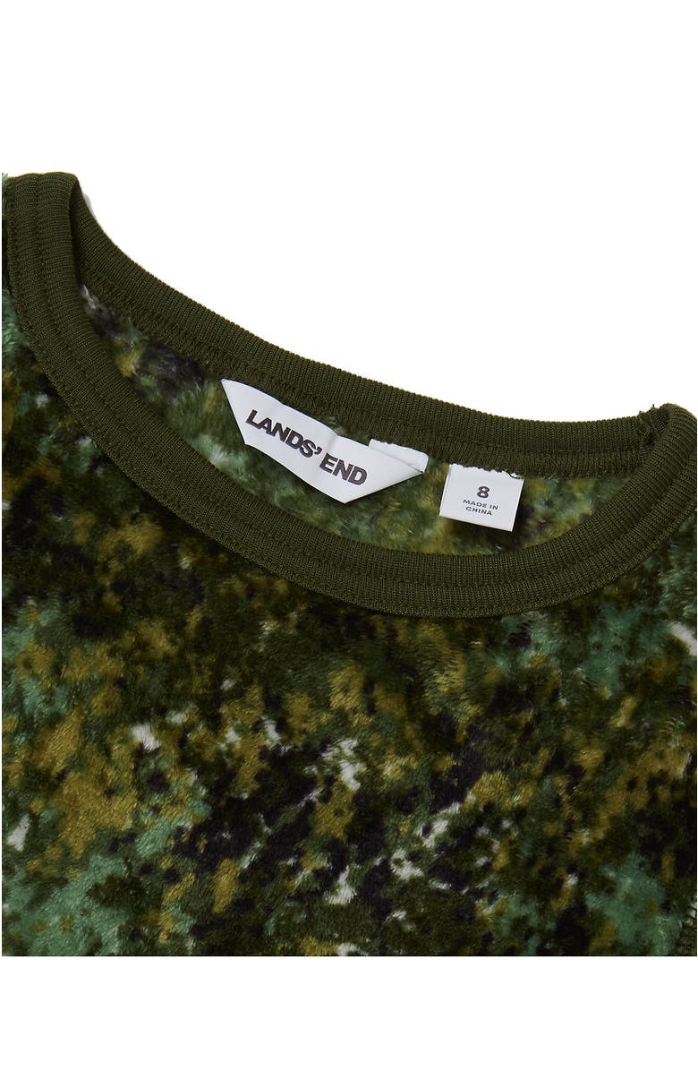 Lands' End Kids Long Sleeve Plush Fleece Pajama Set, Alternate, color, Green Camo Land