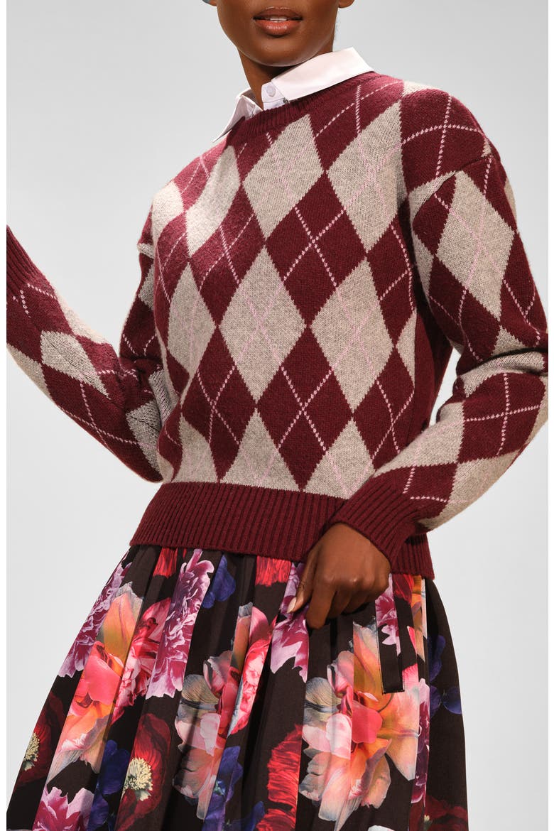 Argyle Crewneck Sweater, Main, color, BURGUNDY MULTI