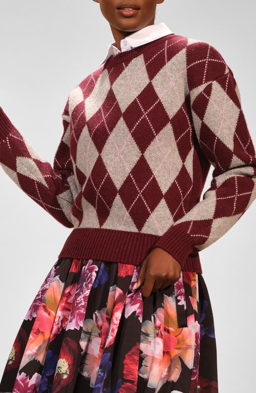 Isaac Mizrahi New York Argyle Crewneck Sweater In Pink