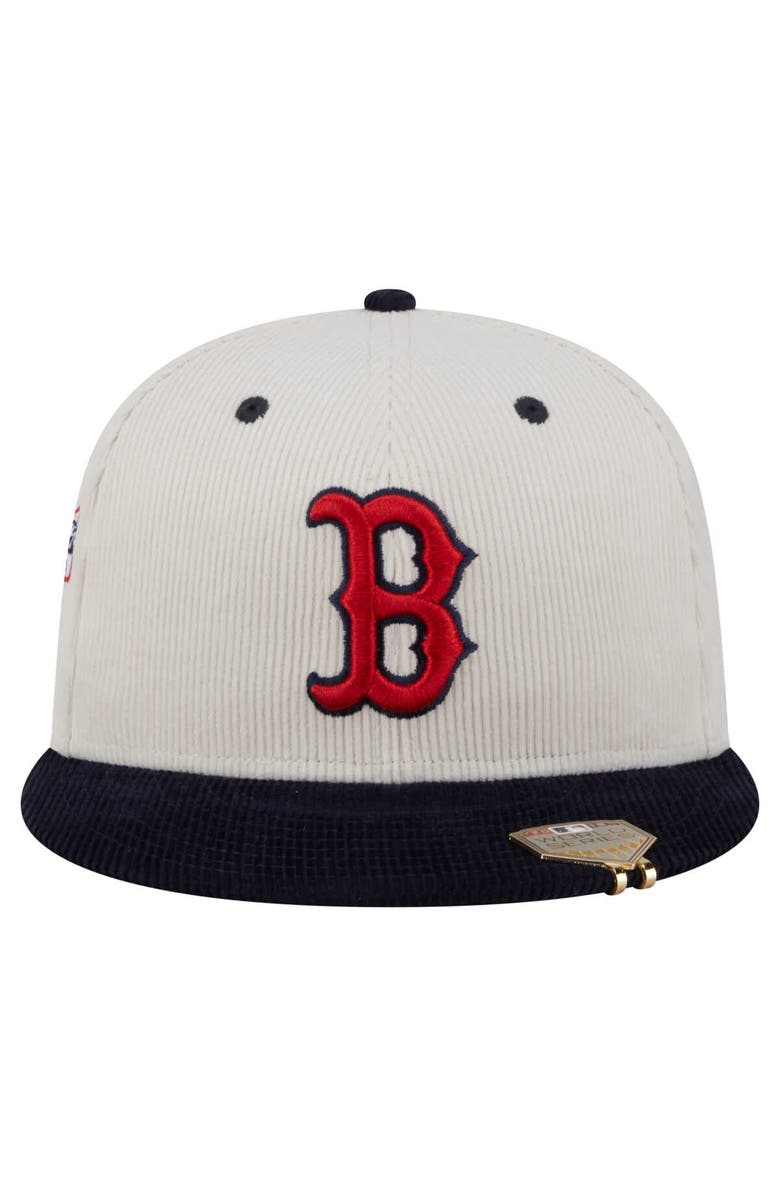 New Era Men's New Era Cream/Navy Boston Red Sox Two-Tone Corduroy 59FIFTY Fitted Hat, Alternate, color,