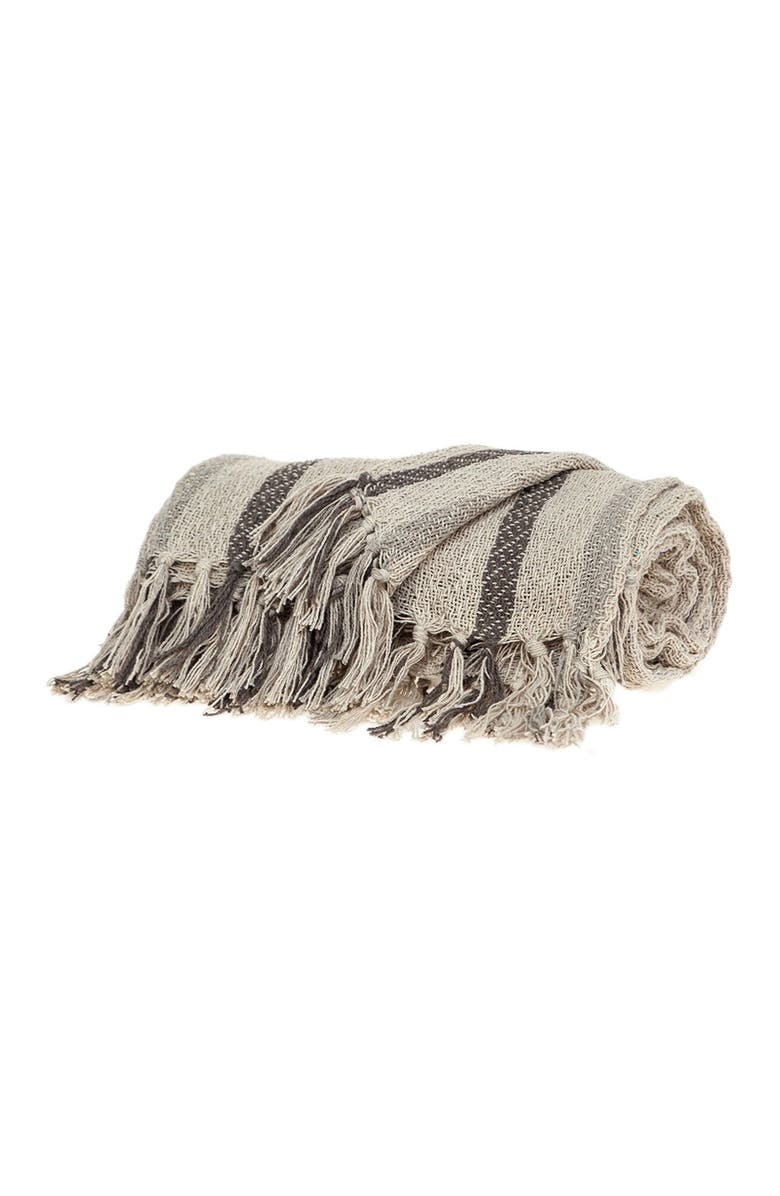 PARKLAND COLLECTION Robby Transitional Beige 52" x 67" Woven Handloom Throw, Main, color, Beige