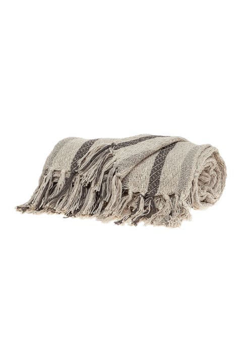 Robby Transitional Beige 52" x 67" Woven Handloom Throw