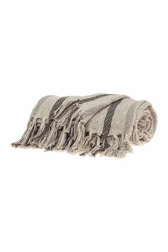 Robby Transitional Beige 52" x 67" Woven Handloom Throw
