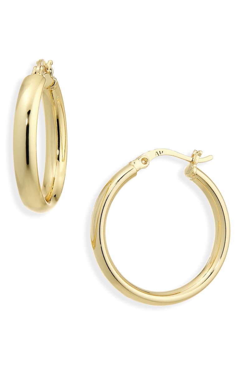 Medium Round Hoop Earrings, Main, color, GOLD