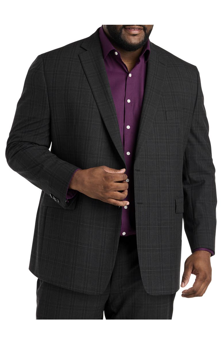 Michael Kors Check Patterned Suit Jacket, Main, color, Charcoal