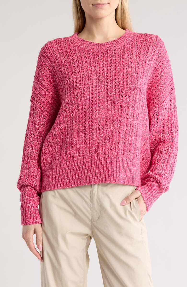 rag & bone Edie Open Stitch Crewneck Sweater, Main, color, 