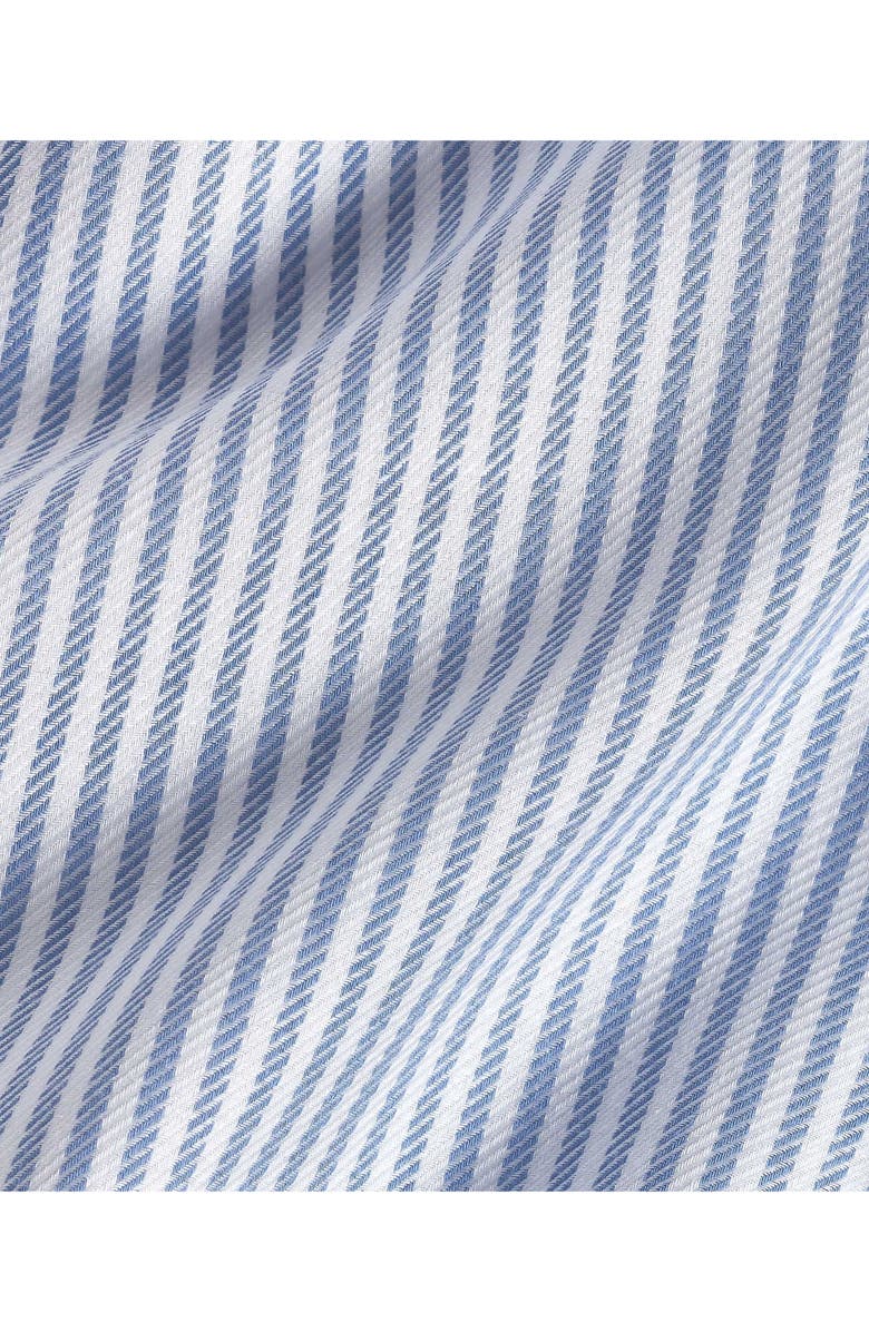 David Donahue Trim Fit Pinstripe Cotton & Cashmere Twill Dress Shirt, Alternate, color, White/ Blue