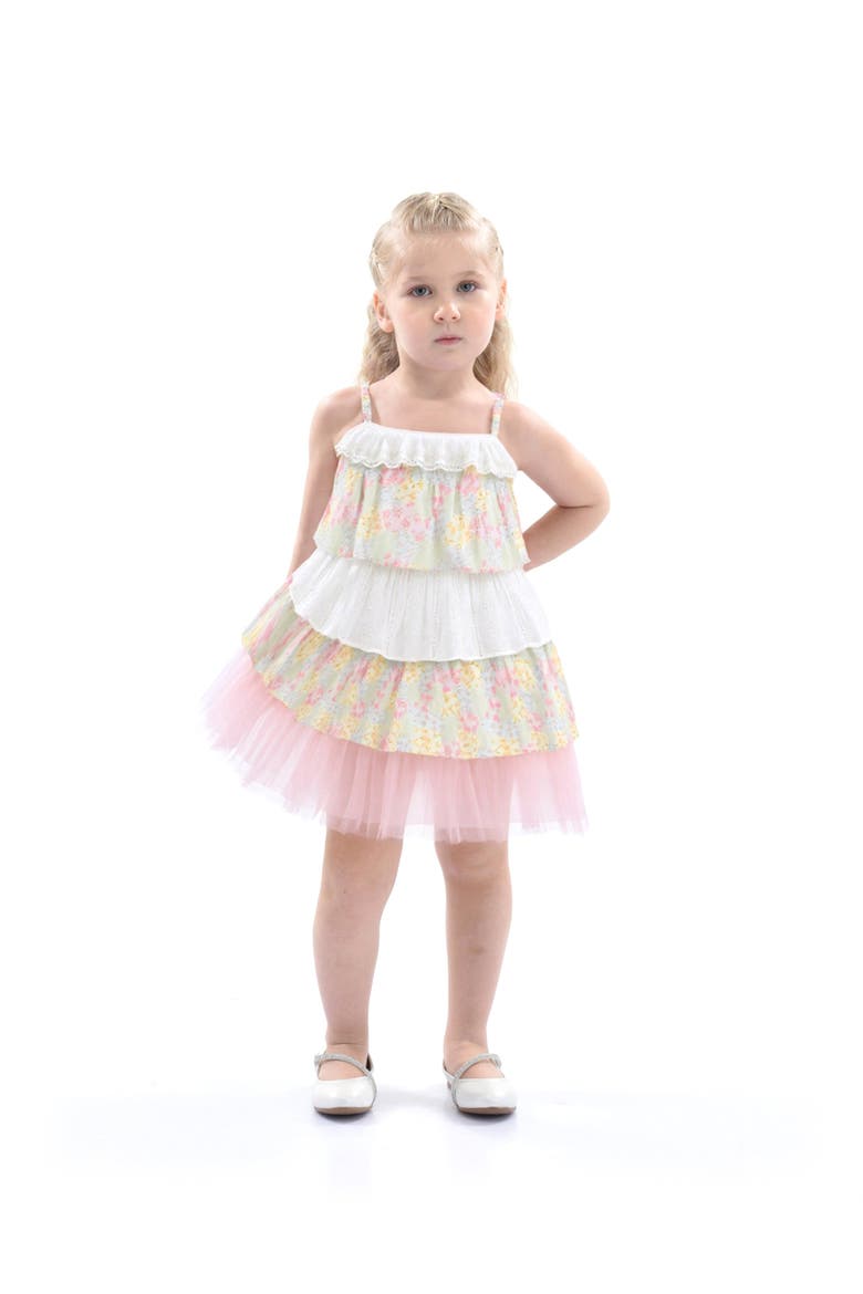 Tiered Warm Floral Dress Set, Main, color, Yellow