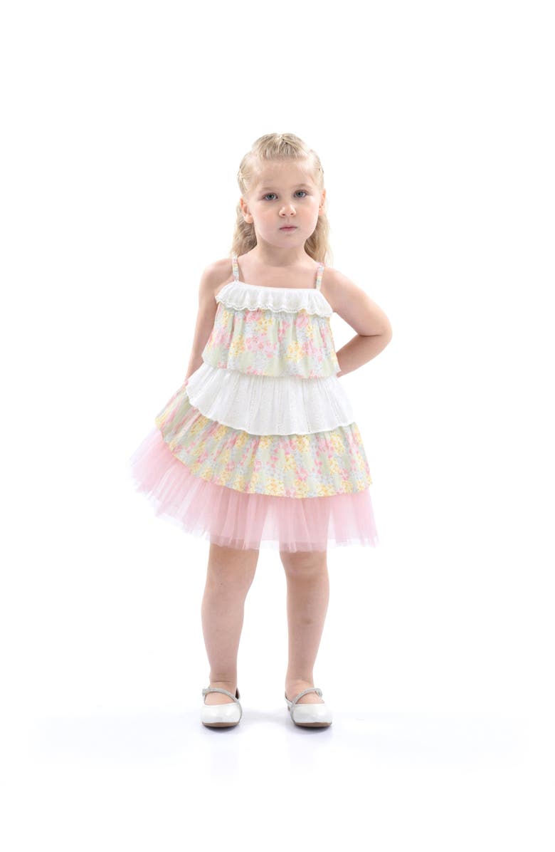 Mimi Tutu Tiered Warm Floral Dress Set, Main, color, Yellow