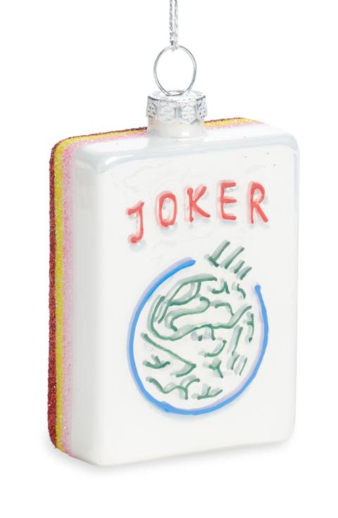 Joker Mahjong Tile Glass Ornament