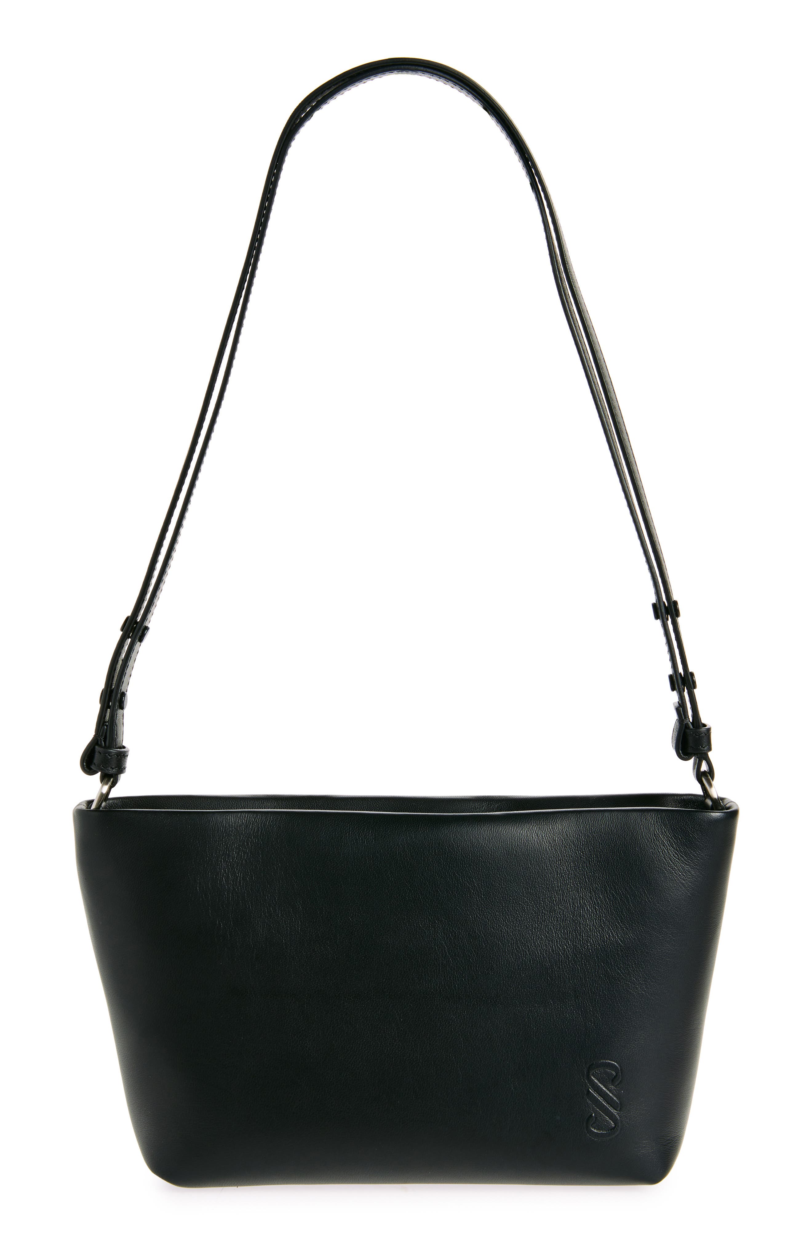 Proenza Schouler Bond Leather Shoulder Bag, Alternate, color, Black