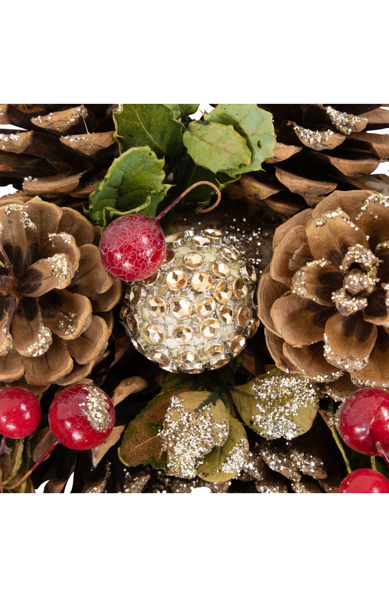 Northlight Glittered Pine Cone and Berry Artificial Christmas Wreath, 12-Inch, Unlit, Alternate, color, Brown