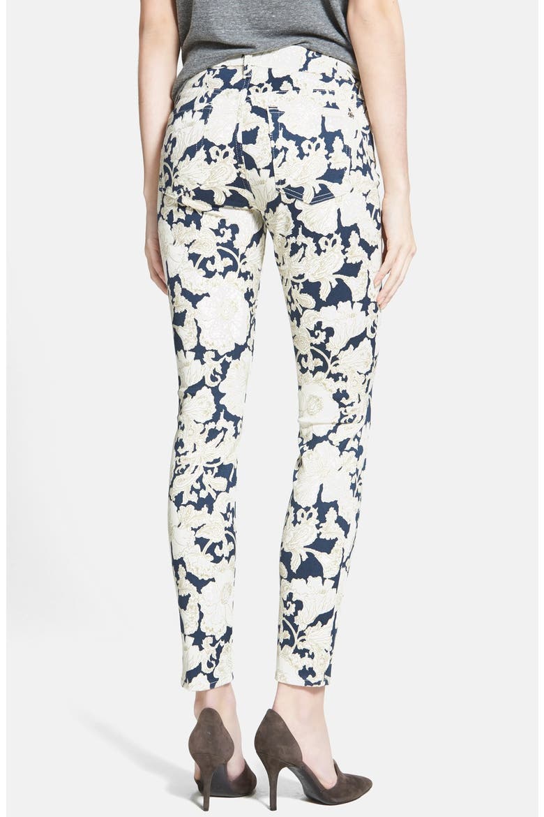 7 For All Mankind® Floral Skinny Ankle Jeans, Alternate, color, WHITE/ NAVY FLORAL