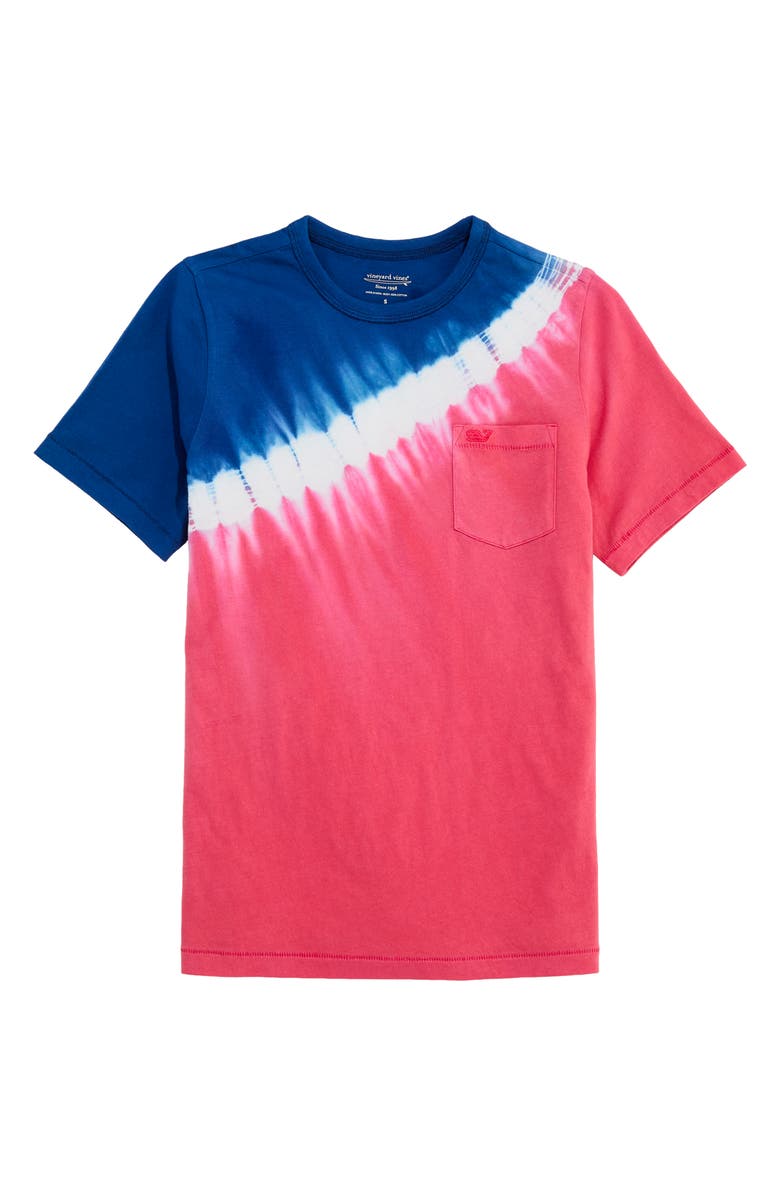 vineyard vines Kids' Tie Dye Surf Pocket Graphic T-Shirt, Main, color, Mariner