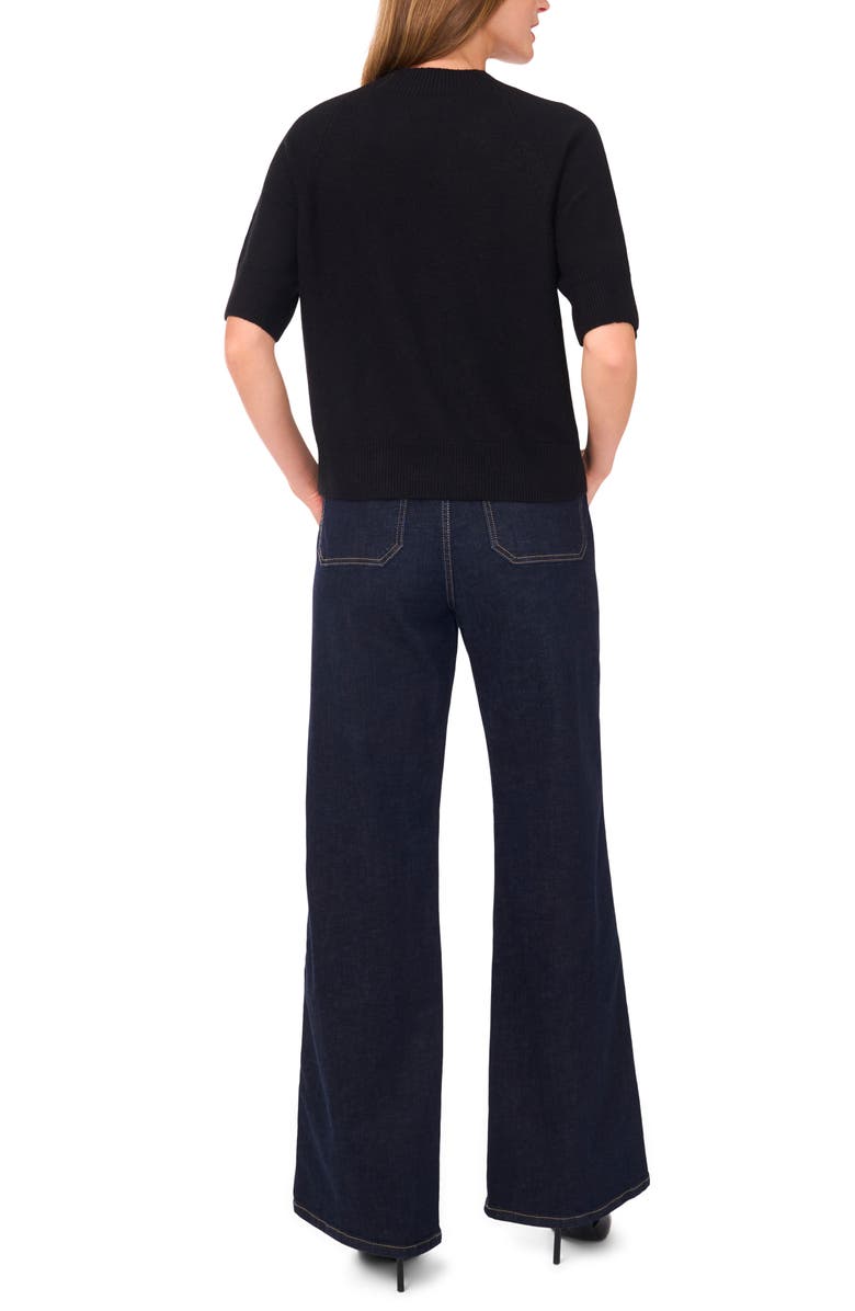 Vince Camuto Crewneck Short Sleeve Sweater, Alternate, color, Rich Black