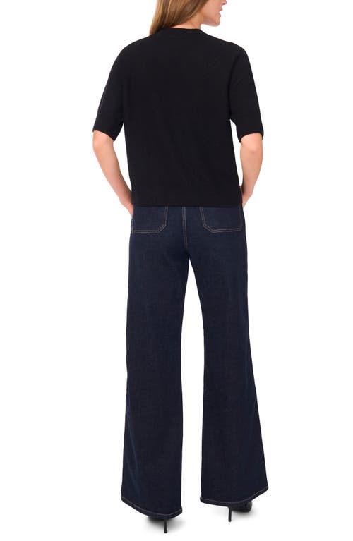 Vince Camuto Crewneck Short Sleeve Sweater In Black