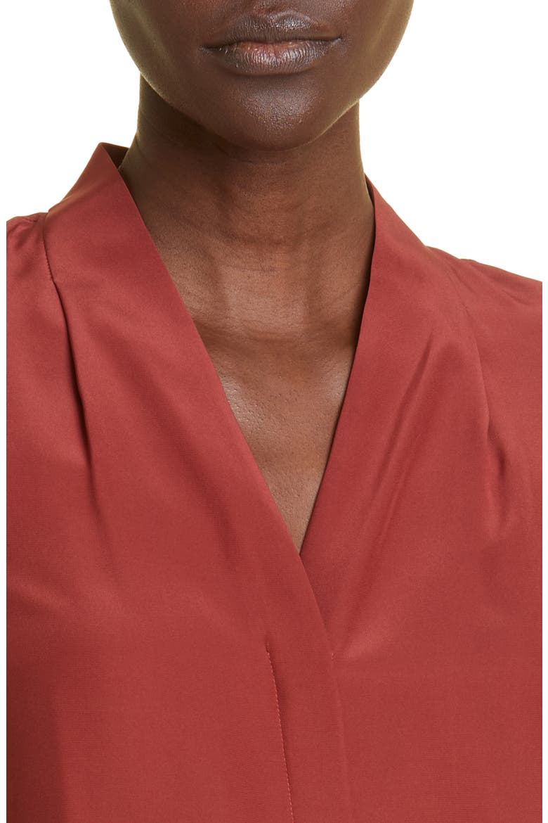 V-Neck Silk Button-Up Shirt, Alternate, color, WINTER ROSE