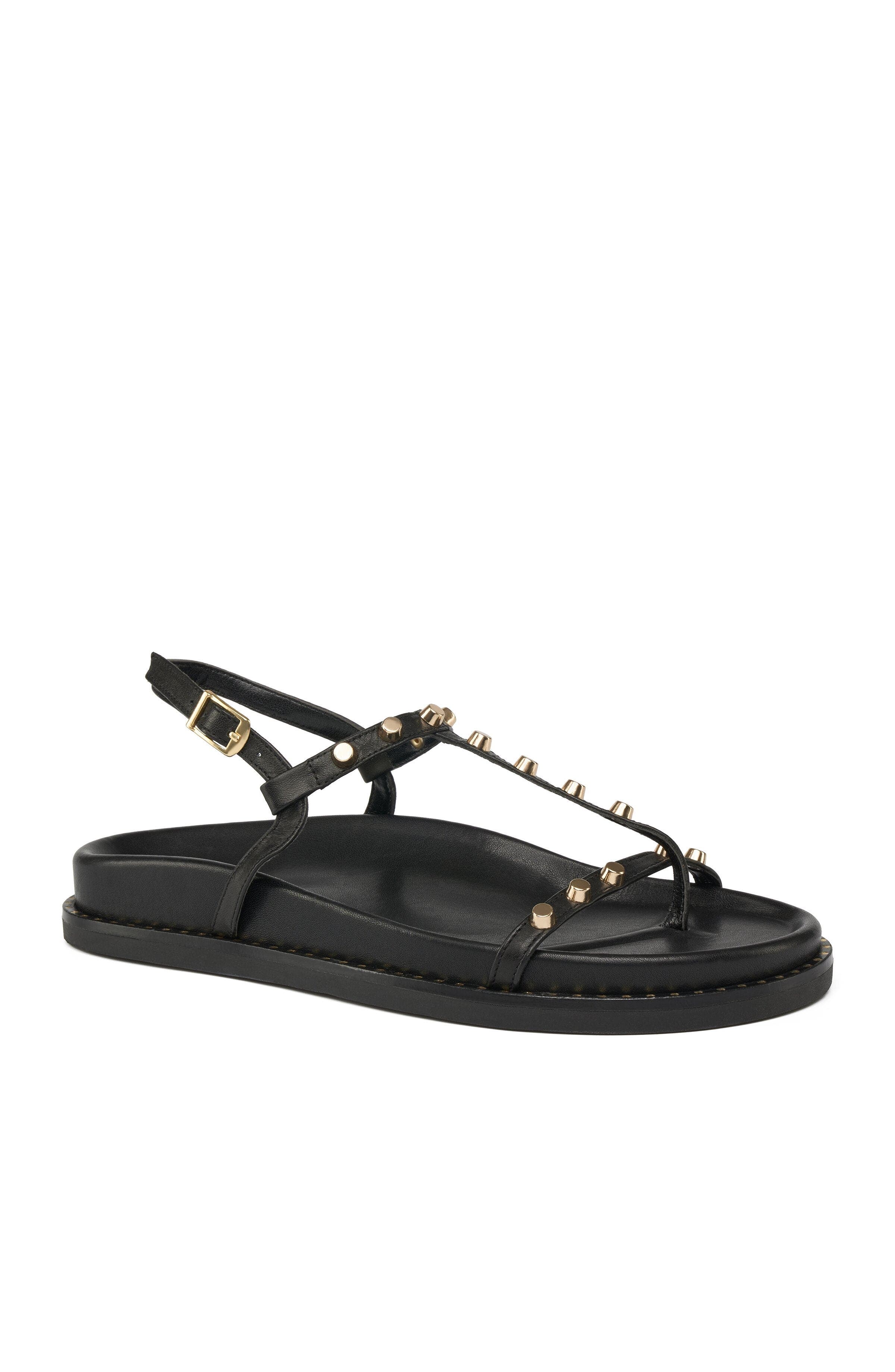 Grace Footwear Kos Studded T Stap Sandal, Main, color, Black