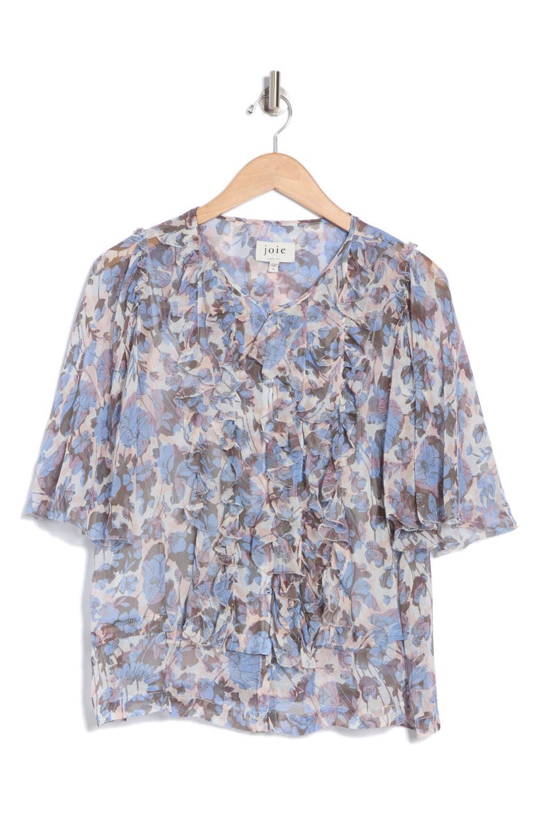 Joie Mikayla Silk Flutter Sleeve Top, Alternate, color, 