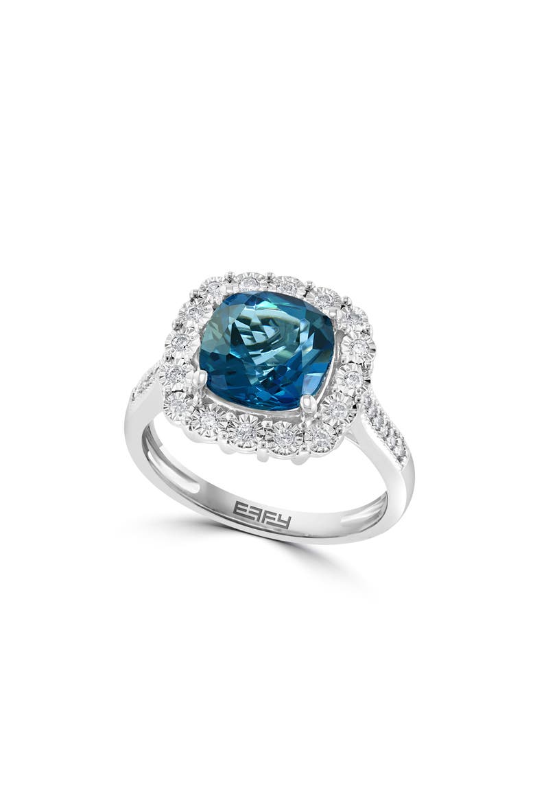 Sterling Silver London Blue Topaz & Diamond Ring - 0.24ct., Main, color, BLUE